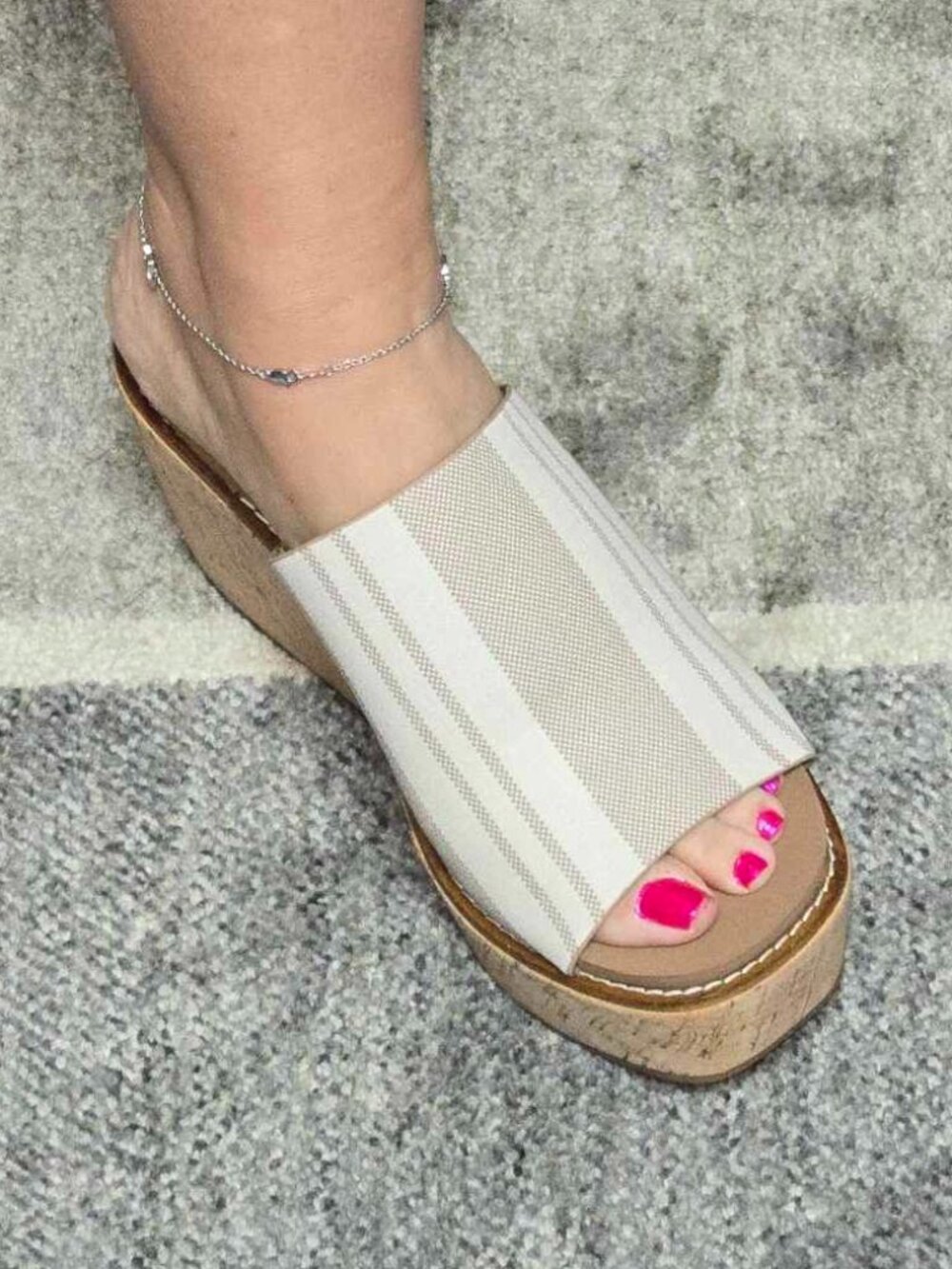Corkys Mugshot Wedge Heel in Tan Natural Stripe
